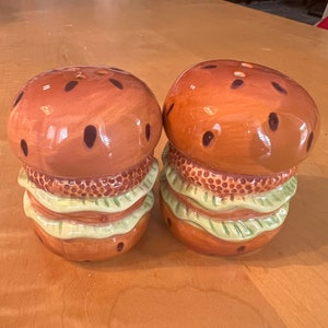 Ceramic hamburger salt and pepper shakers