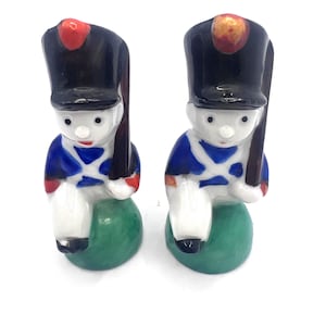 vintage made in Japan ceramic soldier salt and pepper shakers