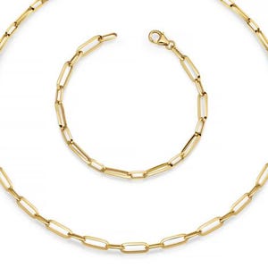 Collier/bracelet or 585, chaîne trombone, chaîne Y, chaîne dorée