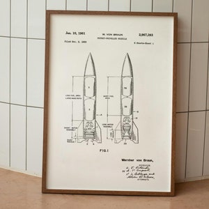 Missile Patent Poster – Vintage Military Blueprint Wall Art, Retro Decor for Engineers and History Enthusiasts
