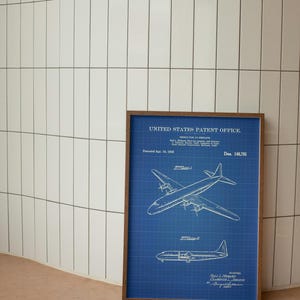Lockheed Airplane Patent Poster – Vintage Aviation Blueprint Wall Art, Retro Decor for Pilots and Aviation Enthusiasts