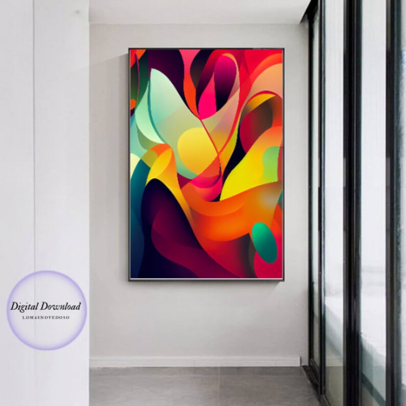 Impression, art mural abstrait, art mural coloré, art mural imprimable, ensemble dimpressions abstraites art mural extra large, décoration sur lit, 1 image HD 300dpi image 5