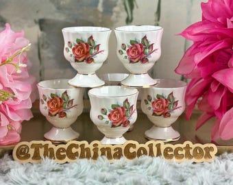 VERY RARE Royal Albert Centennial Rose Egg Cups Set of 6, England, Collector's Item