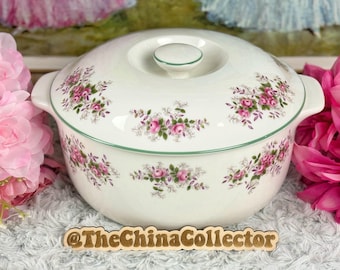 Royal Albert Lavender Rose Large Casserole Dish, Vintage English Bone China, Serving Dish