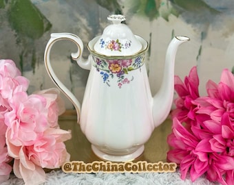 RARE Royal Albert Hartington Large Coffee Pot, UNUSED, English Bone China