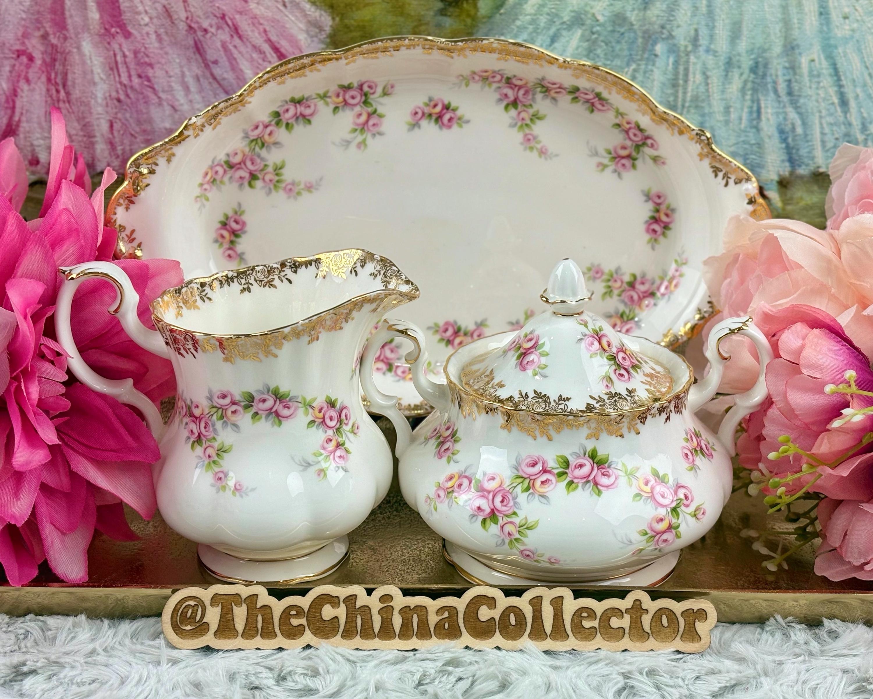 EXTREMELY RARE Royal Albert Dimity Rose Large Creamer & Lidded