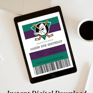 Mighty Ducks Birthday Party Invitation | Digital Download, Editable on Canva, Hockey, Kids NHL Invite, Boys, Girls, Children’s