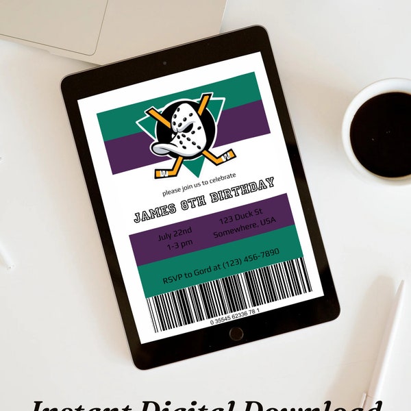 Mighty Ducks Birthday Party Invitation | Digital Download, Editable on Canva, Hockey, Kids NHL Invite, Boys, Girls, Children’s