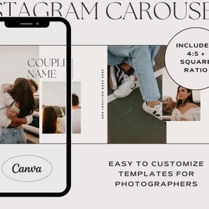 Carousel Instagram IG NEW 4:5 Templates for Canva Boho Wedding Photographer. DIY Affordable and Easy. Make Your Own Social Media Collage