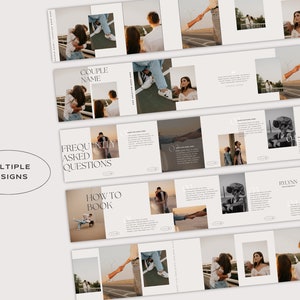 Carousel Instagram IG Templates for Canva Boho Wedding Photographer. DIY Affordable and Easy to Use. Make Your Own Social Media Collage. Using Boho and Neutral Colors and Photos. For Engagement, Portrait and Weddings.
