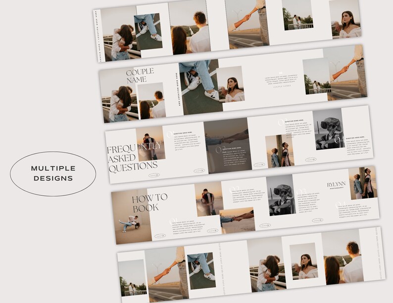 Carousel Instagram IG Templates for Canva Boho Wedding Photographer. DIY Affordable and Easy to Use. Make Your Own Social Media Collage. Using Boho and Neutral Colors and Photos. For Engagement, Portrait and Weddings.