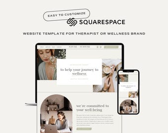 Squarespace Website Template for Therapist Wellness Counsellor. DIY Affordable Fluid Engine One Page Landing Page Customize Make Your Own.