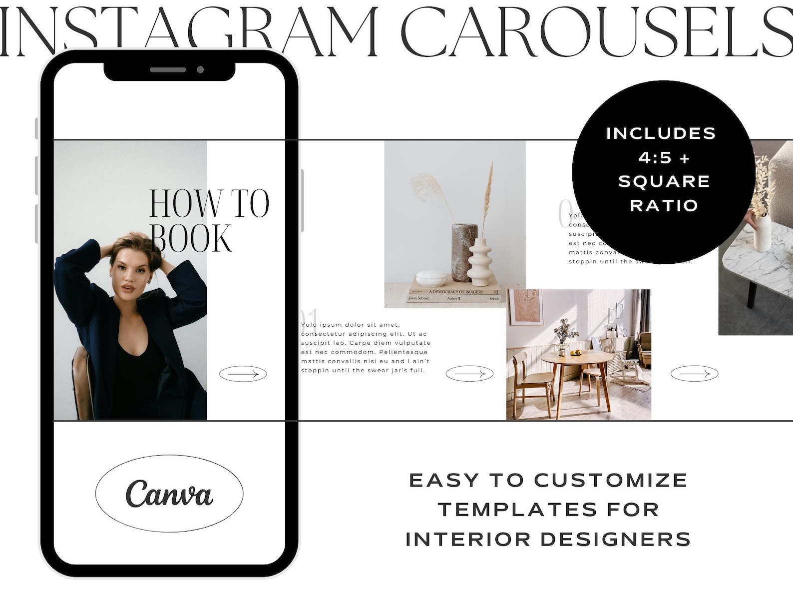 Carousel Instagram IG NEW 4:5 Templates for Canva Interior Designer ...