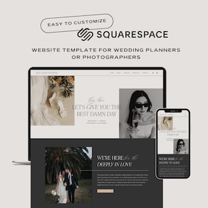 Squarespace Website Template for Wedding Planner or Photographer. DIY Affordable Fluid Engine One Page Landing Page Customize Make Your Own.