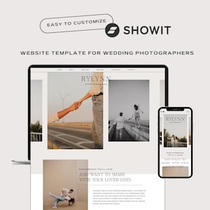 Showit Website Template for Boho Wedding Lifestyle Photographer. DIY Affordable Show It One Page Landing Page Customize Make Your Own.