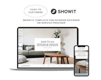 Showit Website Template for Interior Designer Photographer. DIY Affordable Show It One Page Landing Page Website Customize Make Your Own.