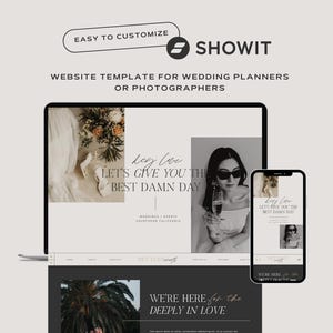 Showit Website Template for Wedding Planner or Photographer. DIY Affordable Show It One Page Landing Page Website Customize Make Your Own.