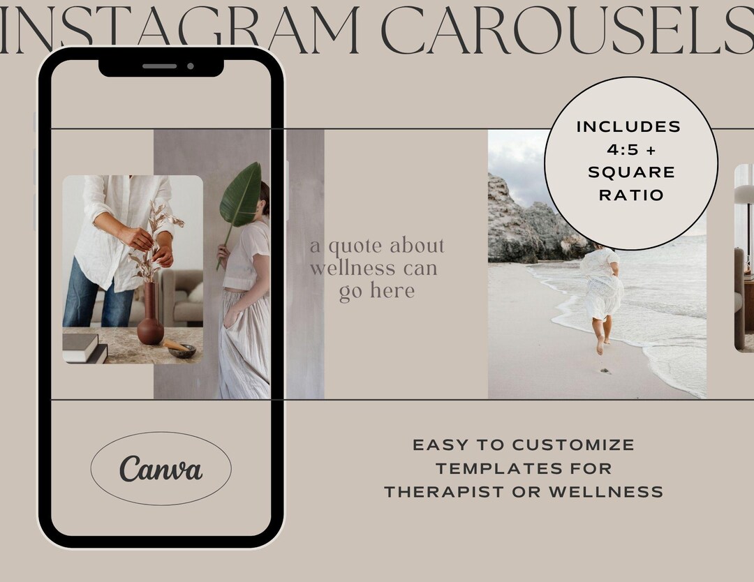Earthy Carousel Instagram IG NEW 4:5 Templates for Canva Therapist ...