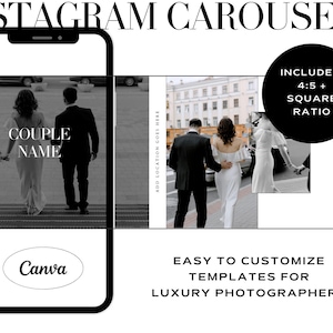 Carousel Instagram IG NEW 4:5 Templates for Canva Luxury Wedding Photographer. DIY Affordable and Easy. Make Your Own Social Media Collage