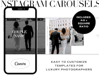 Wedding Photographer Instagram Carousel Template for Canva (4:5, Square)