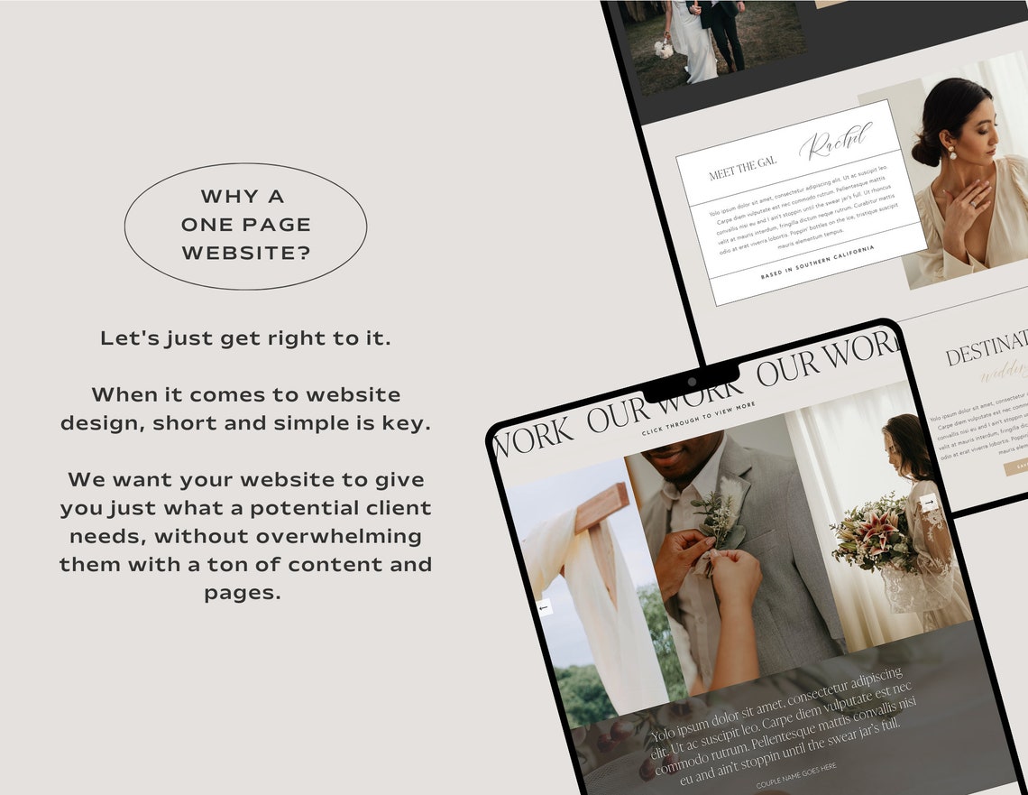 Squarespace Website Template for Wedding Planner or Photographer. DIY