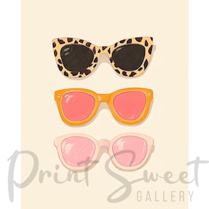 Póster de arte elegante de gafas de sol, ilustración de gafas de sol vintage, impresión sofisticada de gafas de sol, arte de pared de gafas de sol