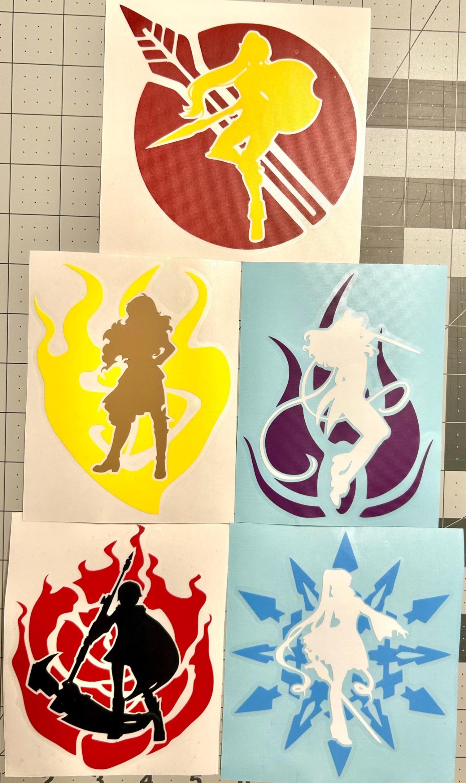 High Quality RWBY Decals Stickers Ruby Weiss Yang Blake Pyrrha