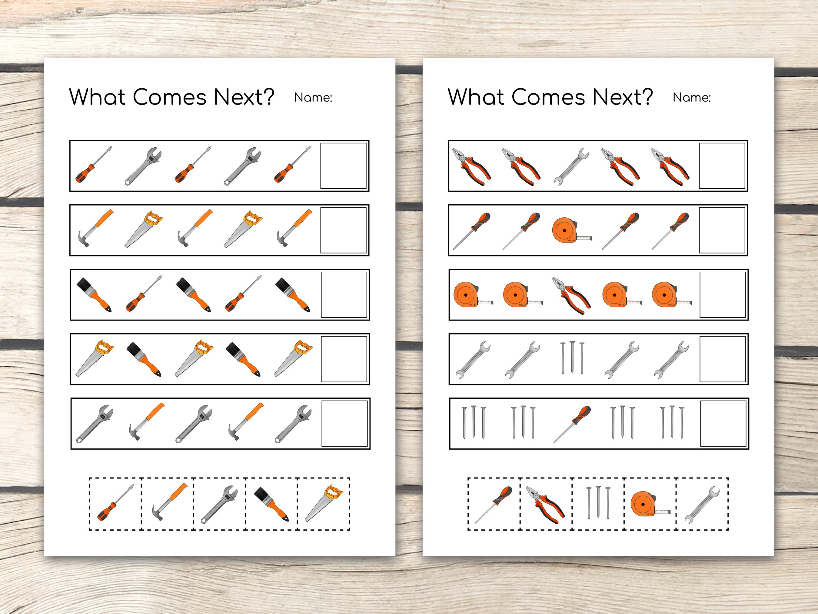 Tools Pattern Worksheet: Preschool Learning Activity (PDF Printables ...