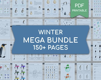 Winter MEGA Bundle Preschool Activity Set: Montessori Learning (PDF Printables)