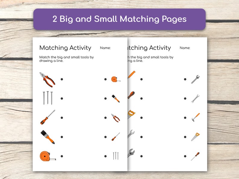 Tools Matching Activity: Preschool Learning Worksheet (PDF Printables ...
