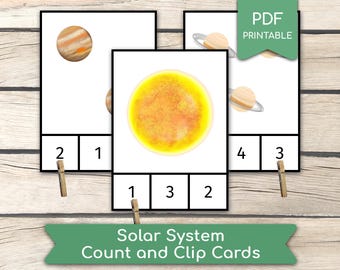 Solar System Counting Cards: Montessori Preschool Activity (PDF ...