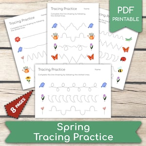 Spring Line Tracing Practice: Preschool Handwriting Activity (PDF Printable)