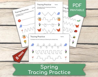 Spring Line Tracing Practice: Preschool Handwriting Activity (PDF Printable)