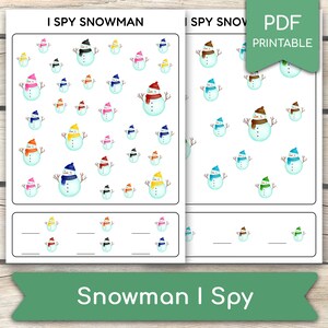 Snowman I Spy Worksheet, Snowman Activity, Snowman I Spy, I Spy Activity, Educational Preschool, Busy Book Pages, Pdf Printables