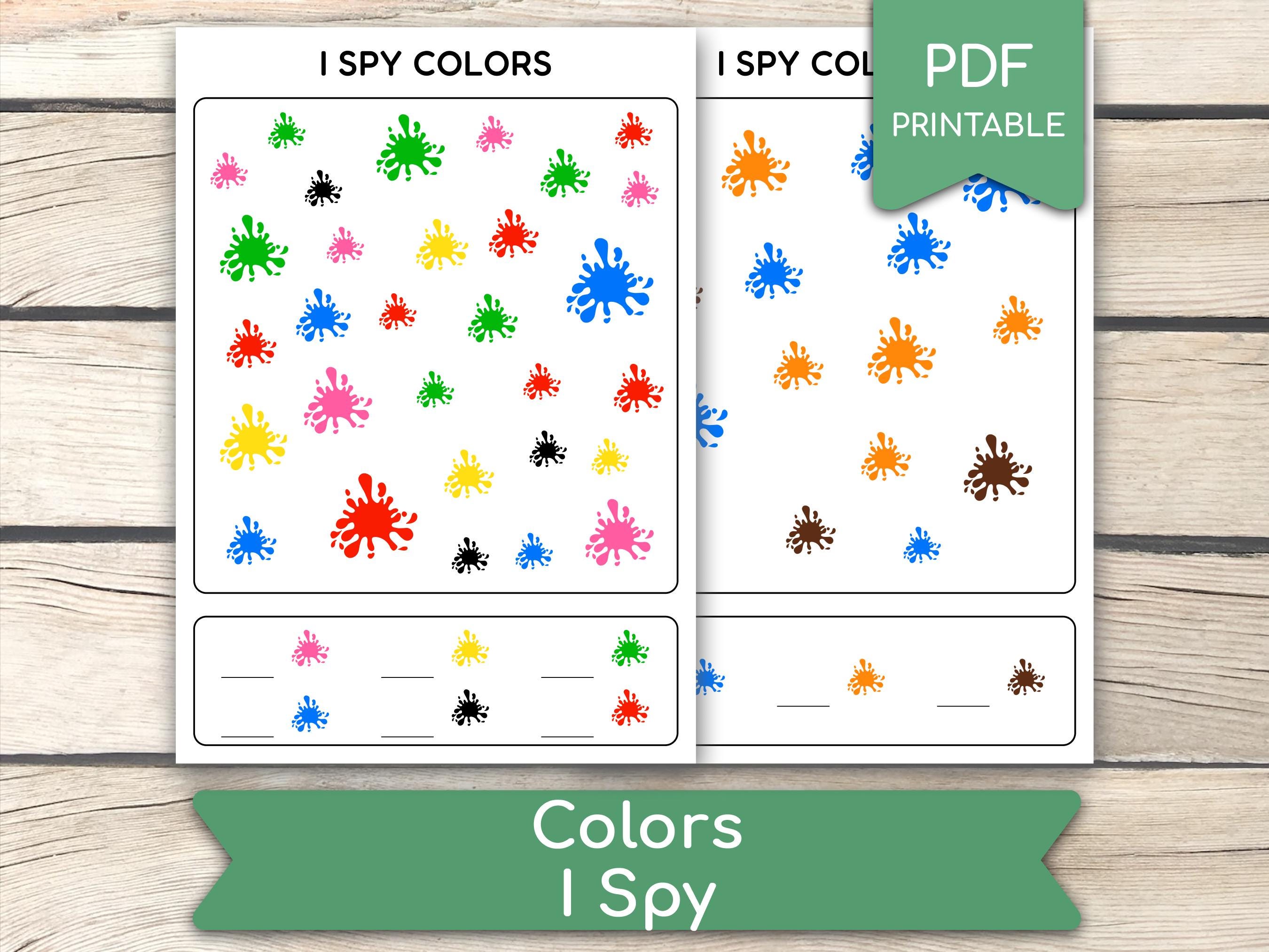 Spy Code Paper Color Colors I Spy Activity Worksheet: Educational Preschool Activity (PDF ...
