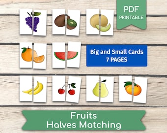 Fruits Halves Matching Game: Preschool Learning Activity (PDF Printables)