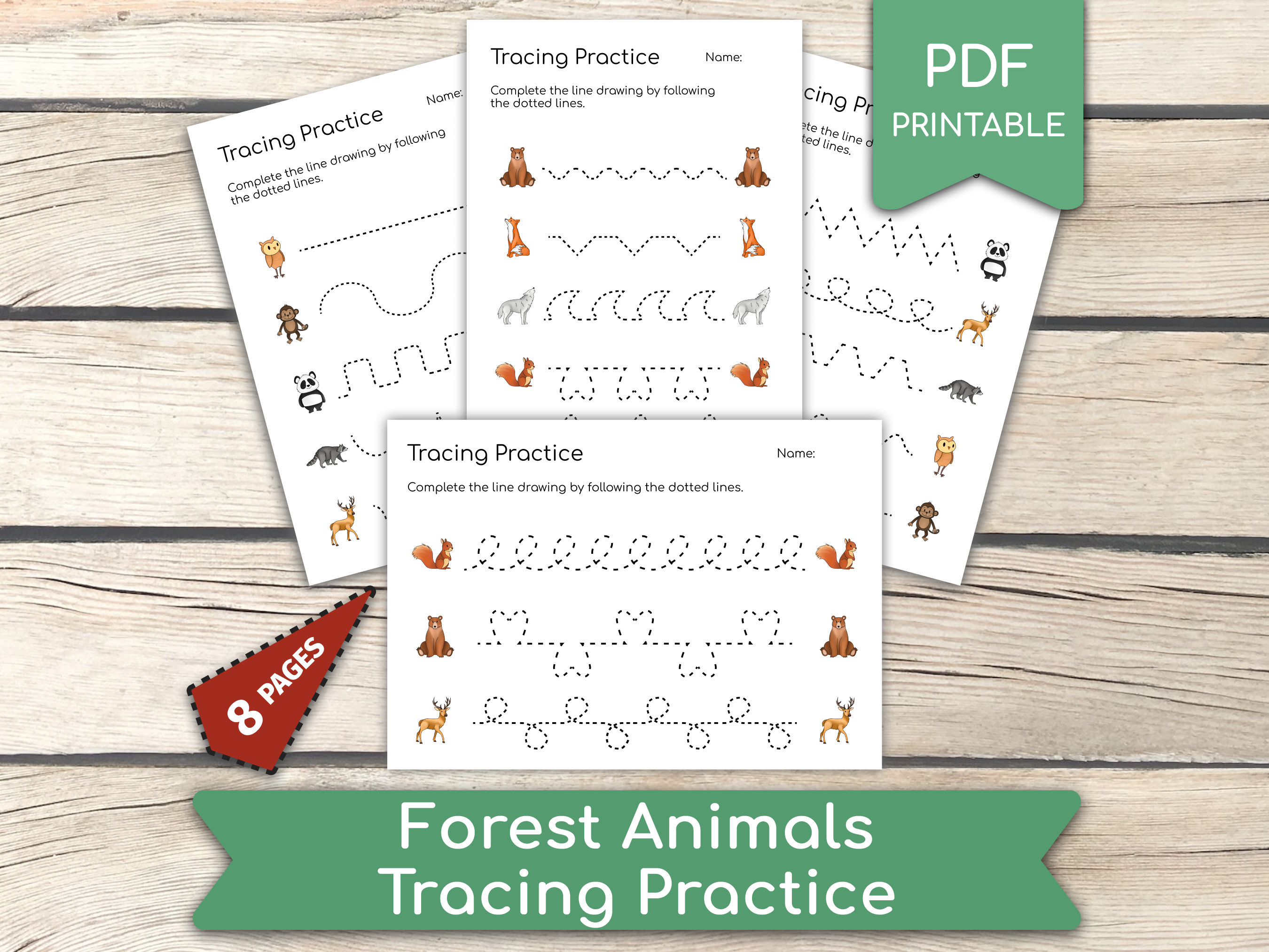 Forest Animals Line Tracing Practice: Pre-writing (PDF Printables) - Etsy
