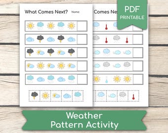 Hoja de trabajo sobre patrones climáticos: actividad de aprendizaje preescolar (PDF imprimible)