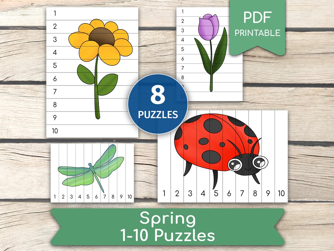 Spring 1-10 Puzzles, Spring Activity, Spring Number Puzzles, Puzzles ...