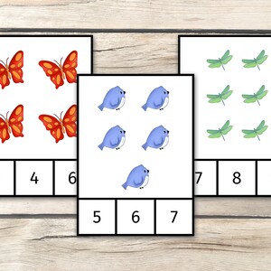 Counting Spring 1 to 10 Montessori Cards Preschool Counting Activity ...