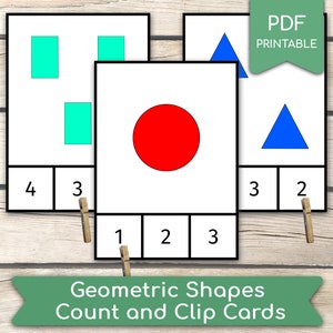 Geometrische Formen Zählkarten: Montessori Vorschulaktivität (PDF zum Ausdrucken)