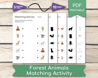 Activité d'association d'animaux de la forêt : feuille d'exercices pour la maternelle (PDF imprimables)