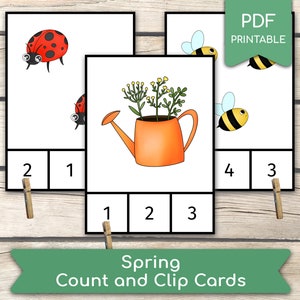 Counting Spring 1 to 10 Montessori Cards Preschool Counting Activity ...