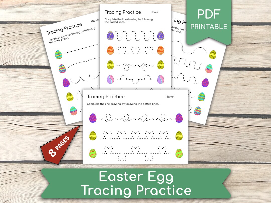 Easter Egg Tracing Practice: Preschool Handwriting Worksheets (PDF ...