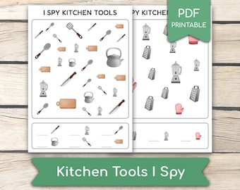Kitchen Tools I Spy Worksheet: Preschool Learning Activity (PDF Printable)