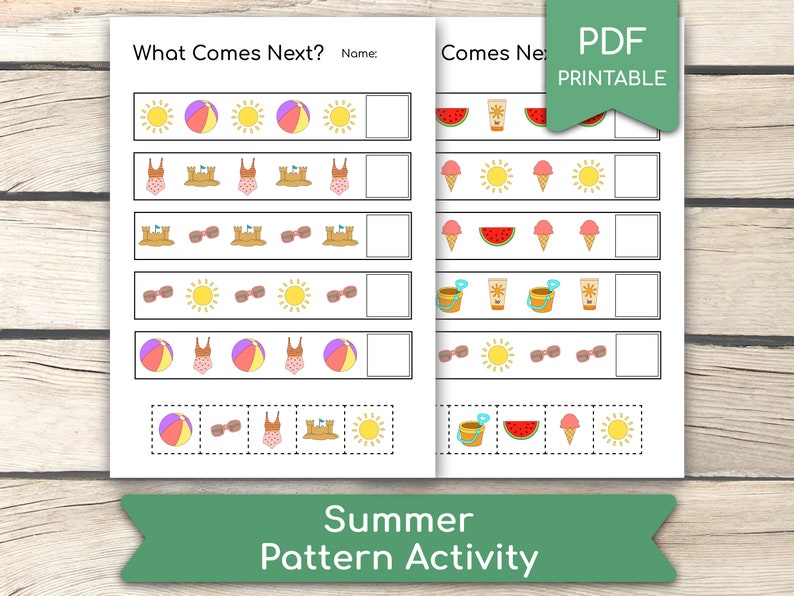 Summer WHAT COMES NEXT? Worksheet, Pattern Activity, Educational ...