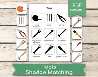 Tools Shadow Matching Game: Preschool Learning Activity (PDF Printables)