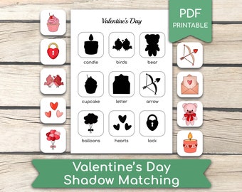 Valentine's Day Shadow Matching Game: Preschool Activity (PDF Printable)