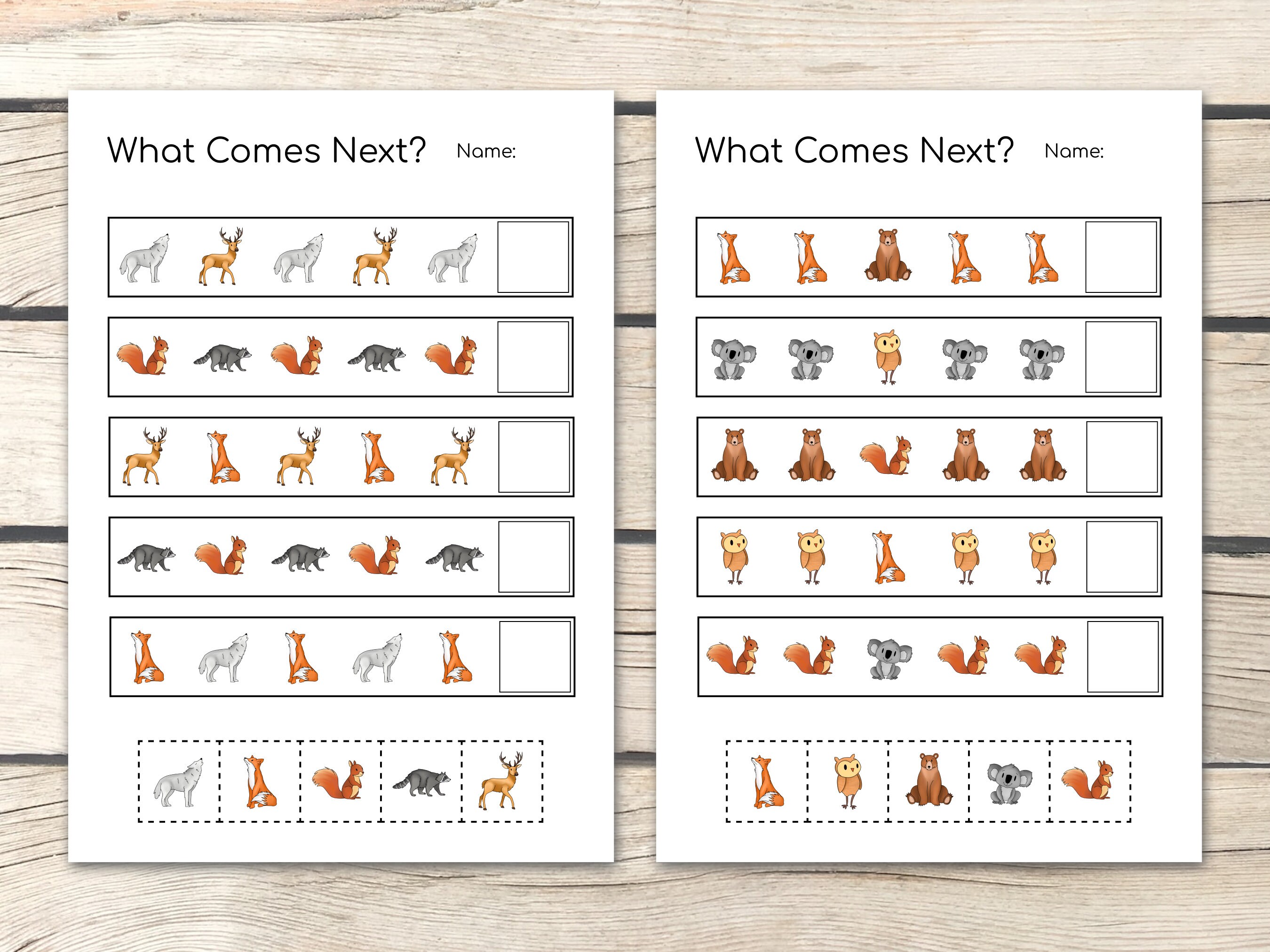 Forest Animals Pattern Worksheet: Preschool Activity (PDF Printables ...