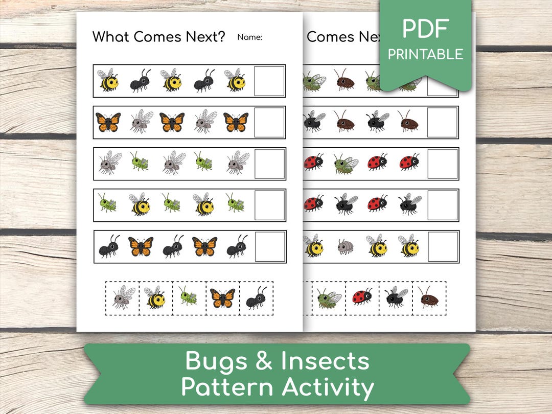 Bugs & Insects Pattern Activity: Preschool Learning Activity (PDF ...